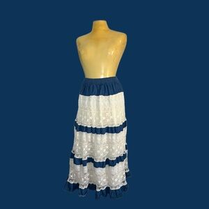 💙🌐Cottagecore Western Lace Tiered Maxi Skirt🌐💙